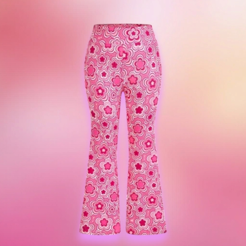 Plus size Floral Print Flare Leg Pants